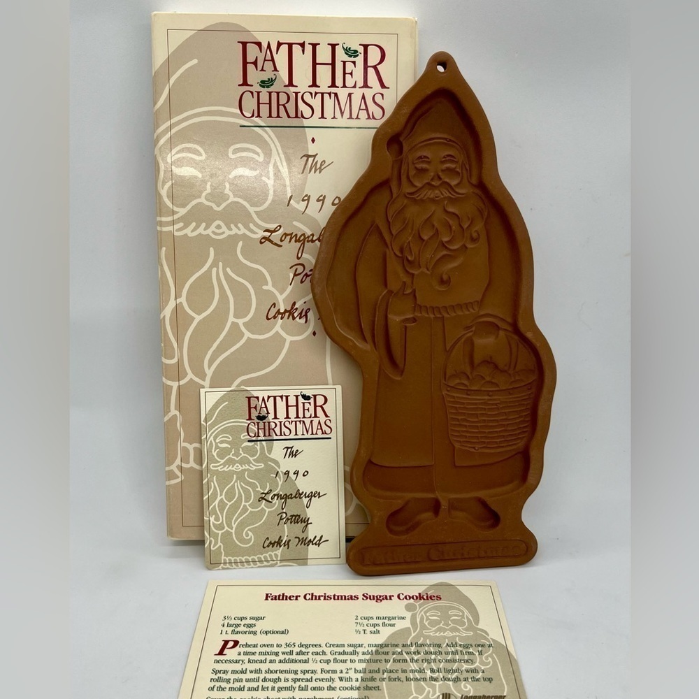 Vintage 1990 Large Longaberger Father Christmas Cookie Mold